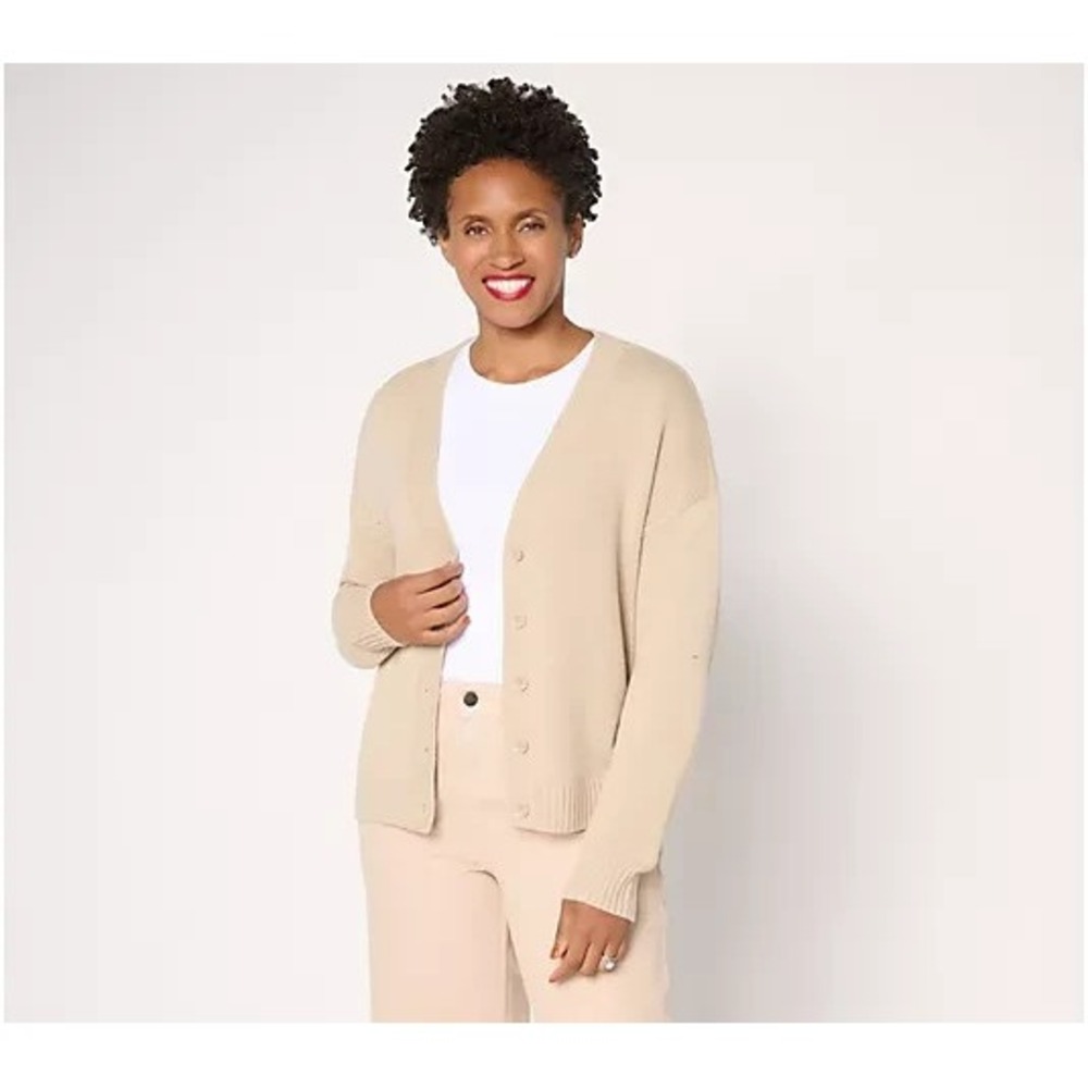 Peace Love World Braid Trim Circle Hem Cardigan Cafe Latter Large